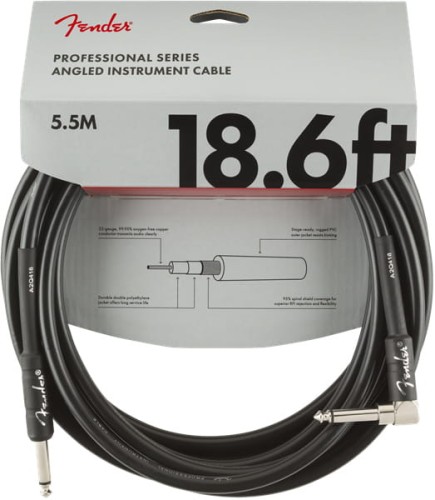 Fender Professional Series 18,6 ft Black - kabel instrumentalny kątowy 5,5 m