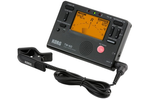 Korg TM-60C BK + mikrofon kontaktowy CM-200 (klips) tuner / metronom