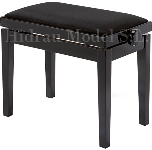 Hidrau Model BG27 - czarny połysk, welur – ława do pianina / fortepianu