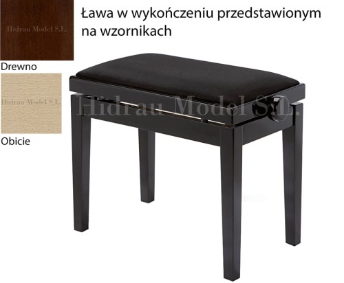 Hidrau Model BG27 orzech, mat / beżowy welur – ława do pianina / fortepianu