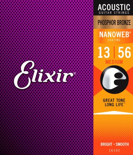 Elixir NANOWEB 13-56 Medium – struny do gitary akustycznej