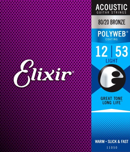 Elixir POLYWEB 80/20 Bronze 12-53 Light – struny do gitary akustycznej