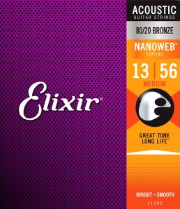 Elixir NANOWEB 80/20 Bronze 13-56 Medium – struny do gitary akustycznej