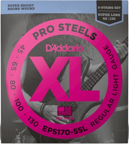 D'Addario EPS170-5SL XL Pro Steels 45-130 – struny do gitary basowej 5-strunowej