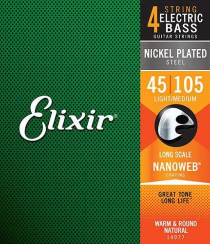 Elixir NANOWEB 45-105 Light / Medium – struny do gitary basowej
