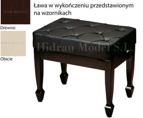 Hidrau Model BC8 – palisander, beżowy winyl – ława do pianina / fortepianu