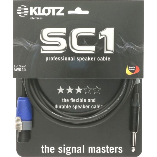 Kabel głośnikowy Klotz SC1-SP01SW – Speakon / Jack 2 x 1,5 mm 1 m