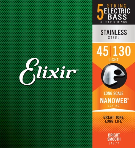 Elixir 45-130 NANOWEB Stainless Steel Light – struny do gitary basowej 5-strunowej