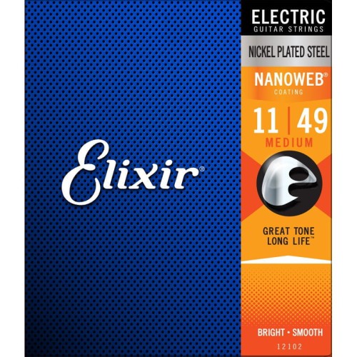 Elixir NANOWEB 11-49 Medium – struny do gitary elektrycznej
