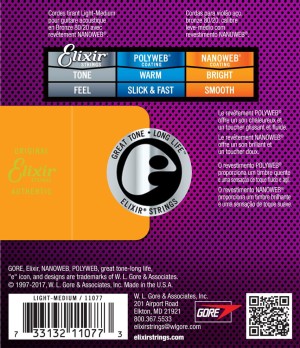 Elixir NANOWEB 80/20 Bronze 12-56 Light/Medium – struny do gitary akustycznej