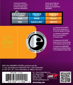 Elixir NANOWEB 80/20 Bronze 13-56 Medium – struny do gitary akustycznej