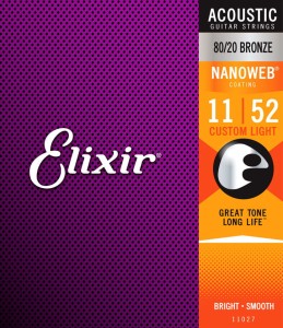 Elixir NANOWEB 80/20 Bronze 11-52 Custom Light – struny do gitary akustycznej