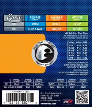 Elixir NANOWEB 10-52 Light-Heavy – struny do gitary elektrycznej