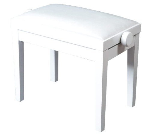 Hidrau Model BG27 - biały połysk, welur – ława do pianina / fortepianu