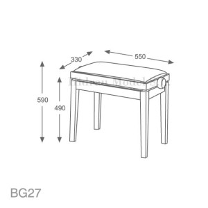 Hidrau Model BG27 - biały mat, welur – ława do pianina / fortepianu