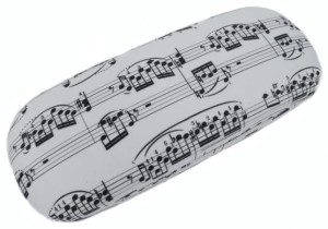 Etui na okulary w pięciolinie białe ze ściereczką z mikrofibry