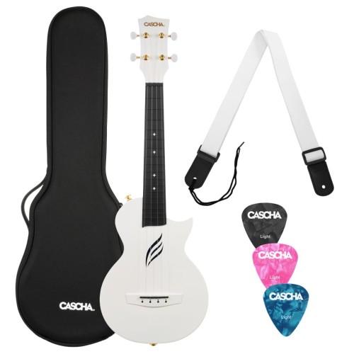 Cascha Ukulele Carbon Fibre White Set – ukulele z włókna węglowego