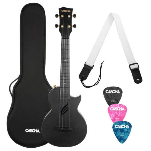 Cascha Ukulele Carbon Fibre Black Set – ukulele z włókna węglowego