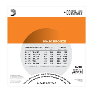 D'addario EJ10 10-47 – struny do gitary akustycznej