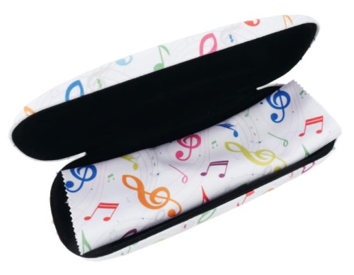 Etui na okulary w klucze wiolinowe ze ściereczką z mikrofibry