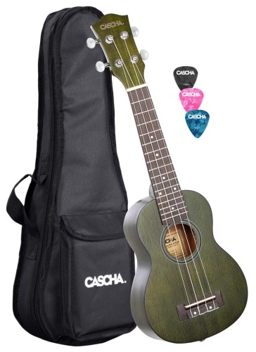 Cascha Premium Soprano Ukulele Mahogany Green – ukulele sopranowe z pokrowcem