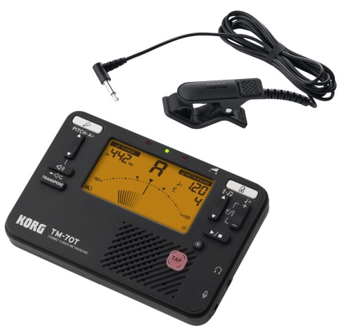 Korg TM-70C BK – tuner z mikrofonem kontaktowym