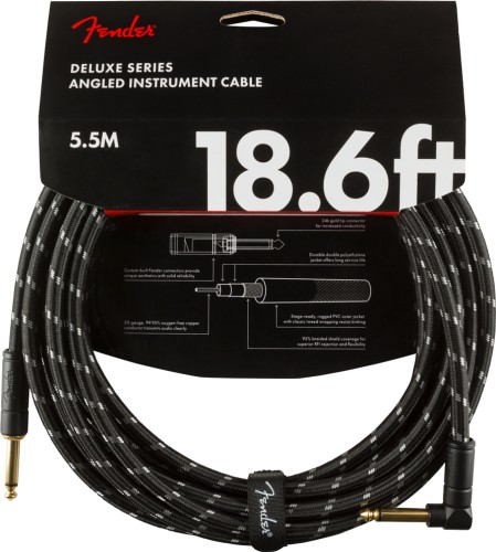 Fender Deluxe 18.6’ Black Tweed – kabel instrumentalny 5,5 m kątowy