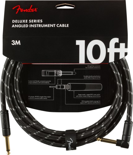 Fender Deluxe 10’ Angle Black Tweed – kabel instrumentalny 3 m kątowy